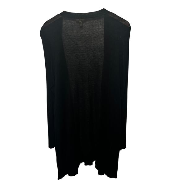 Eileen Fisher Sweater Organic Linen Blend Black Open Front Thin Knit Cardigan XL - Picture 3 of 5